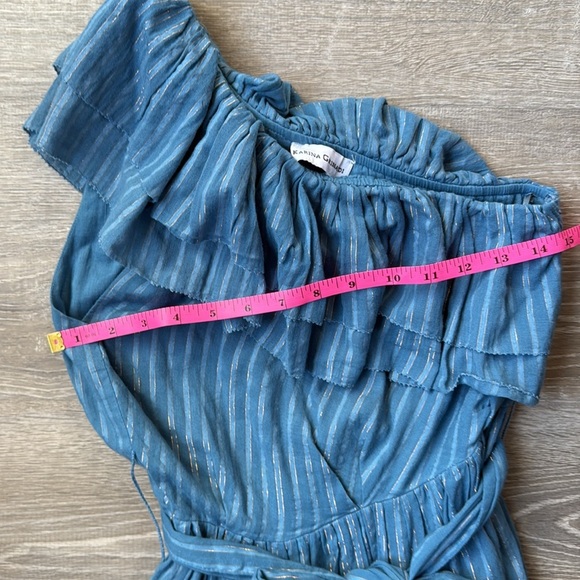 KARINA GRIMALDI Dafne One Shoulder Maxi Dress in Blue Small - Picture 13 of 15